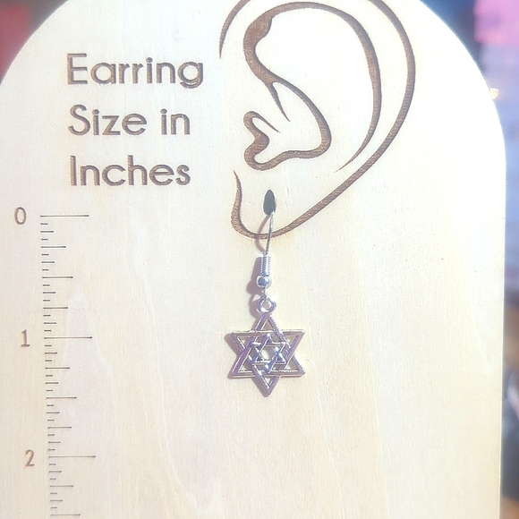 Stacked Hexagram / Star of David Dangle Earrings  silvery or golden   <Fashion> - Picture 6 of 8
